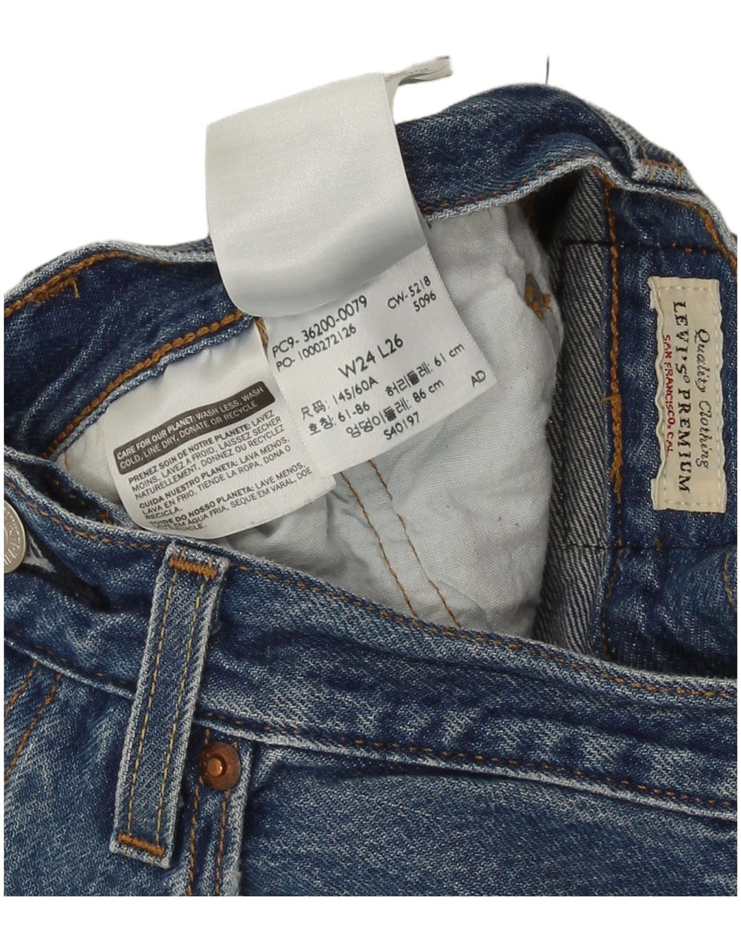 Levi's Damen 501 Straight Jeans W24 L26 Blaue Baumwolle