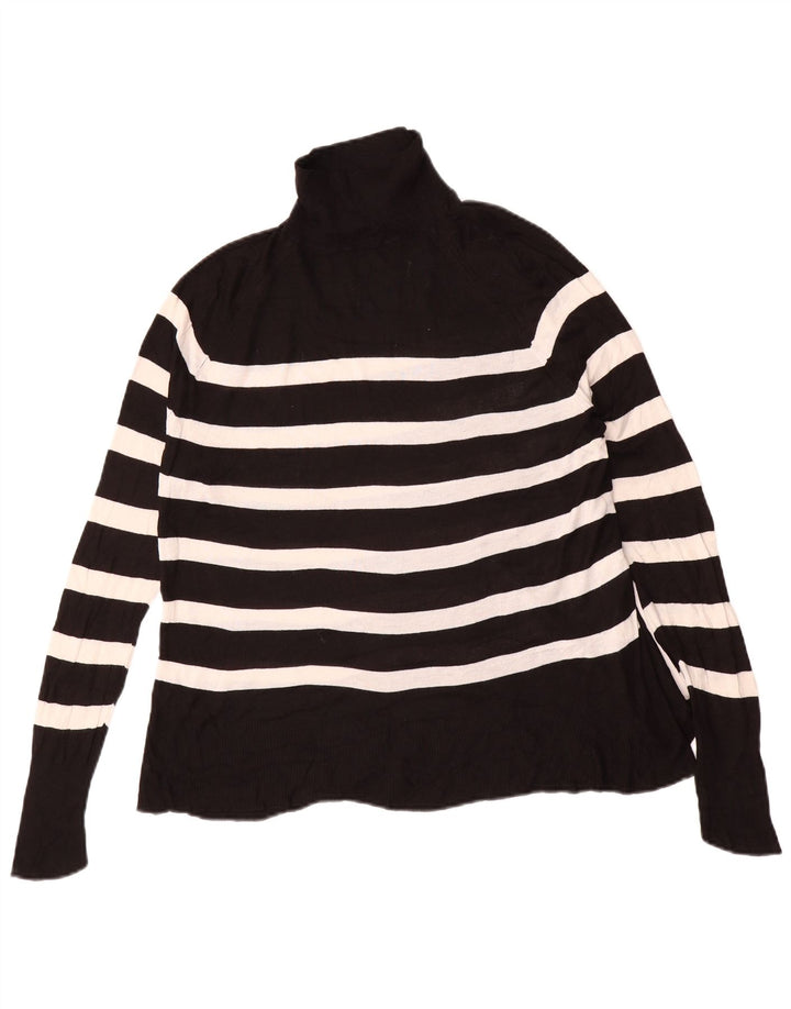 Zara Damen-Pullover mit Rollkragen, übergroß, Gr. 10, Größe S, Schwarz, gestreift