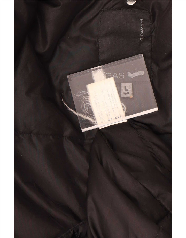 Gepolsterter Damenmantel von Gas, UK 16, großes schwarzes Nylon