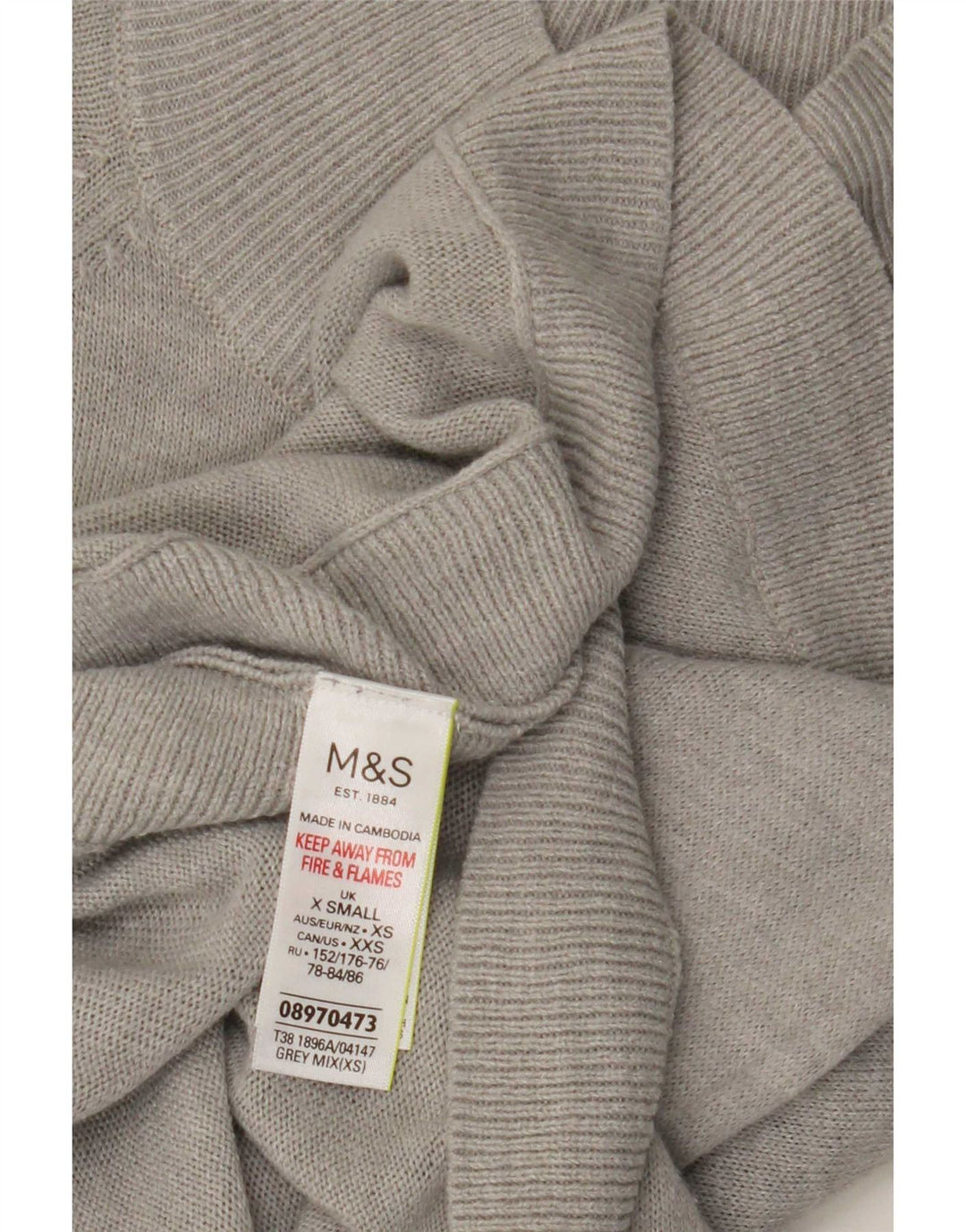 Marks & Spencer Damen-Pullover mit Rollkragen, Gr. 6, XS, Grau