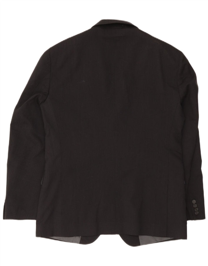 Calvin Klein Herren-Blazer mit 2 Knöpfen, IT 52 XL, schwarze Nadelstreifenwolle