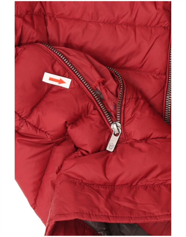Massimo Dutti Wattierte Damenjacke mit Kapuze, UK 14, Größe L, Burgunderrot