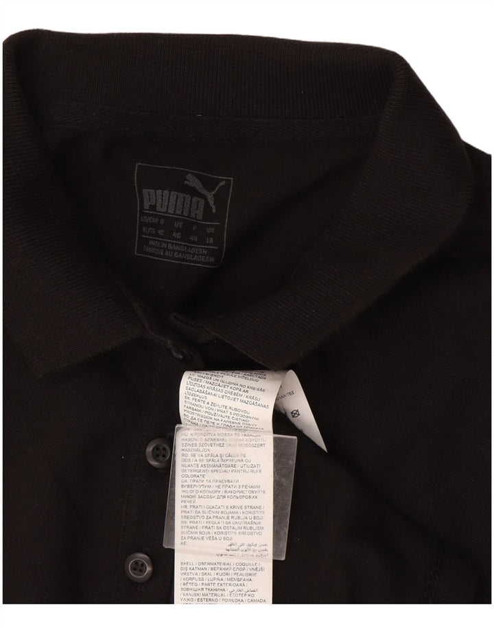 Puma Damen Poloshirt UK 16 Large Schwarz Baumwolle