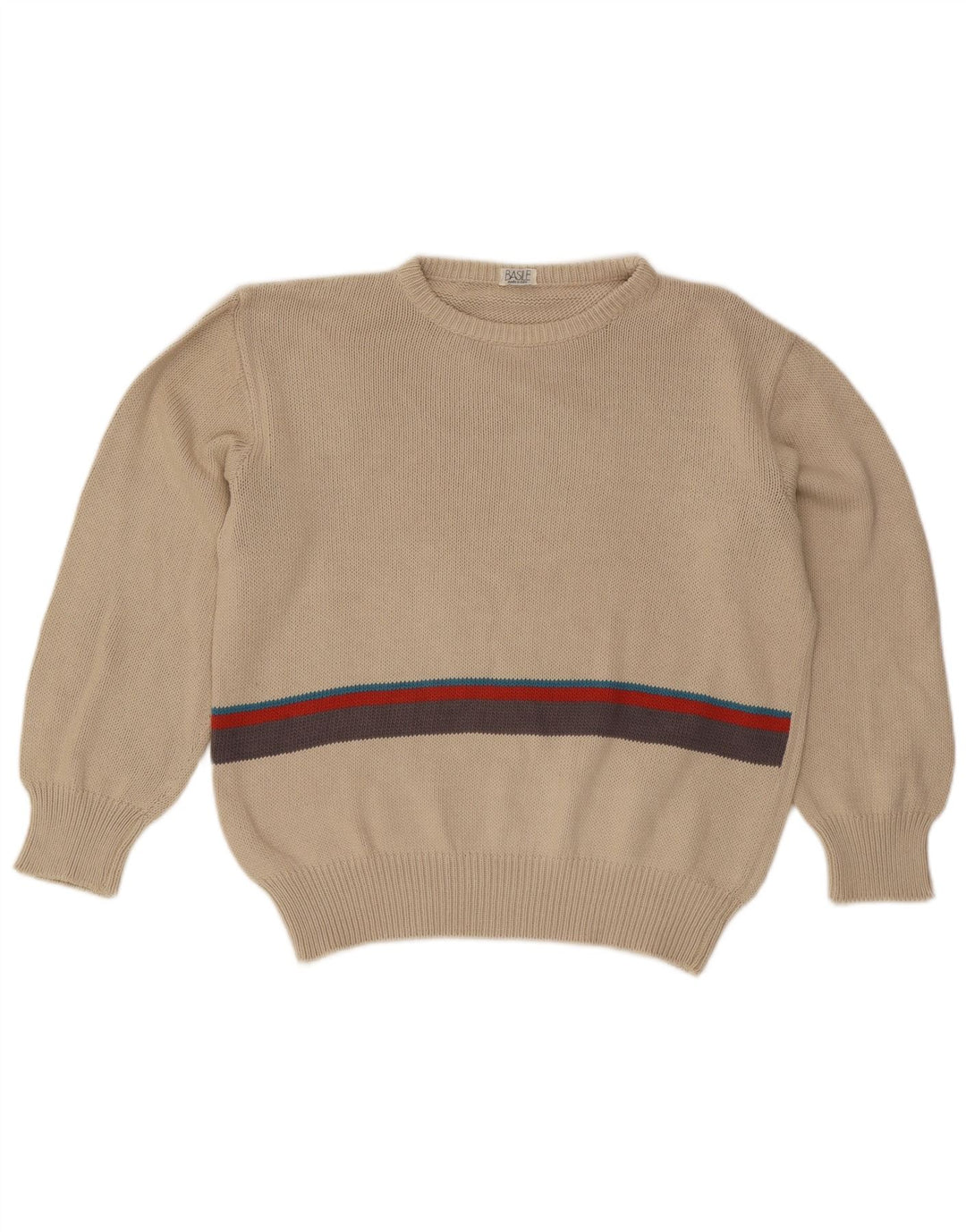 Basile Herren-Pullover mit Rundhalsausschnitt, groß, beige, Colourblock-Baumwolle