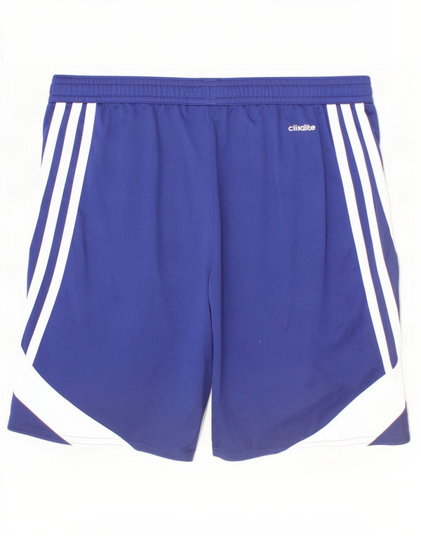 Adidas Boys Climalite Sport Shorts 11-12 Years Large Blue Colourblock