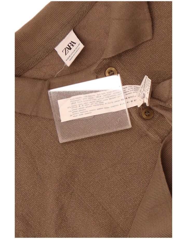 Ärmelloser Rollkragenpullover für Herren von Zara aus mittelbrauner Baumwolle