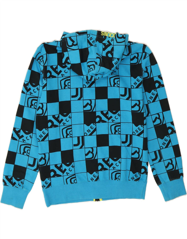 JACK & JONES Mens Graphic Zip Hoodie Sweater Medium Blue Geometric Vintage Jack & Jones and Second-Hand Jack & Jones from Messina Hembry 
