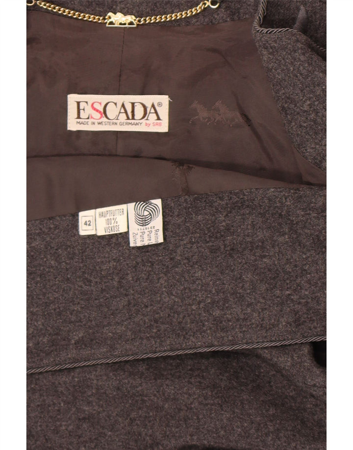 Offene Bolero-Jacke für Damen von Escada, EU 42, groß, graue Paisley-Wolle