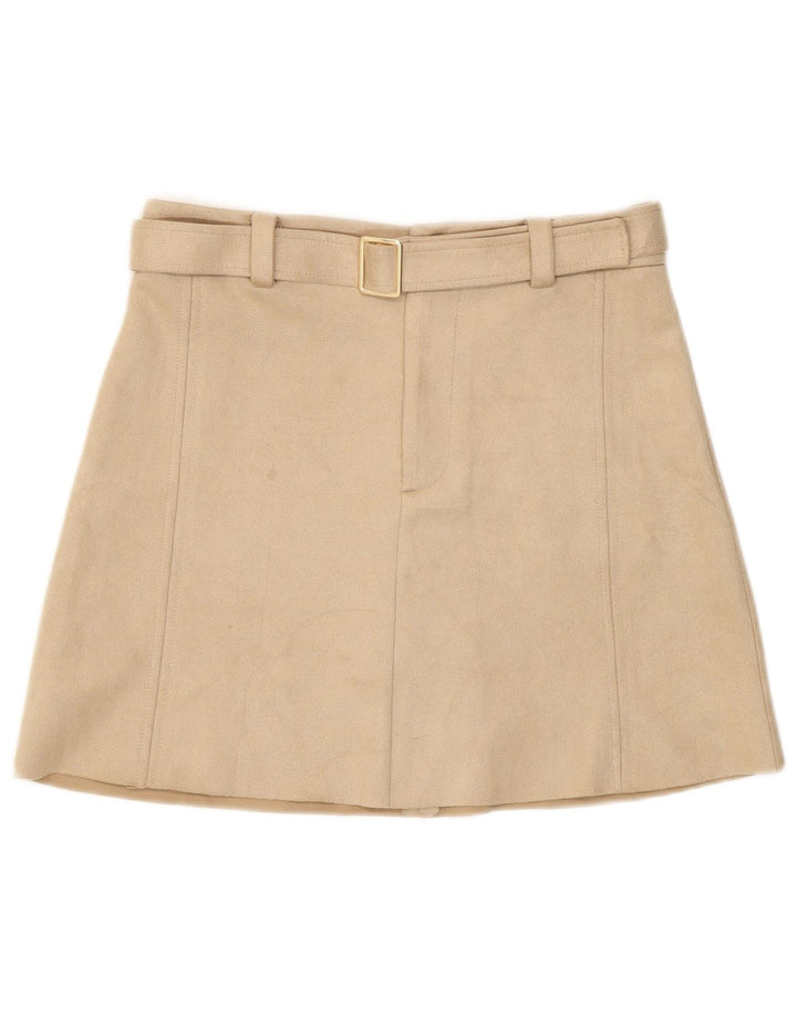 Zara Damen Minirock Medium W28 Beige Polyester