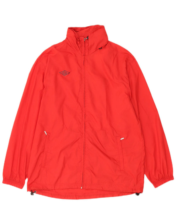 Umbro Jungen Regenjacke mit grafischer Kapuze, 13–14 Jahre, Rot