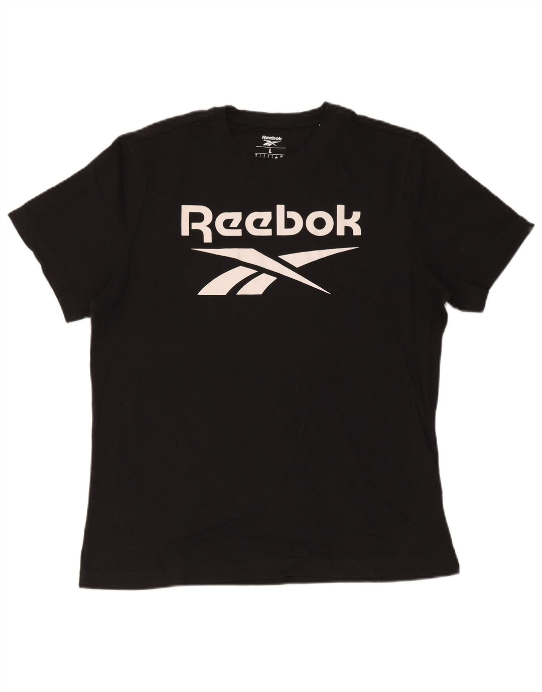 REEBOK Mens Graphic T-Shirt Top Large Black Cotton