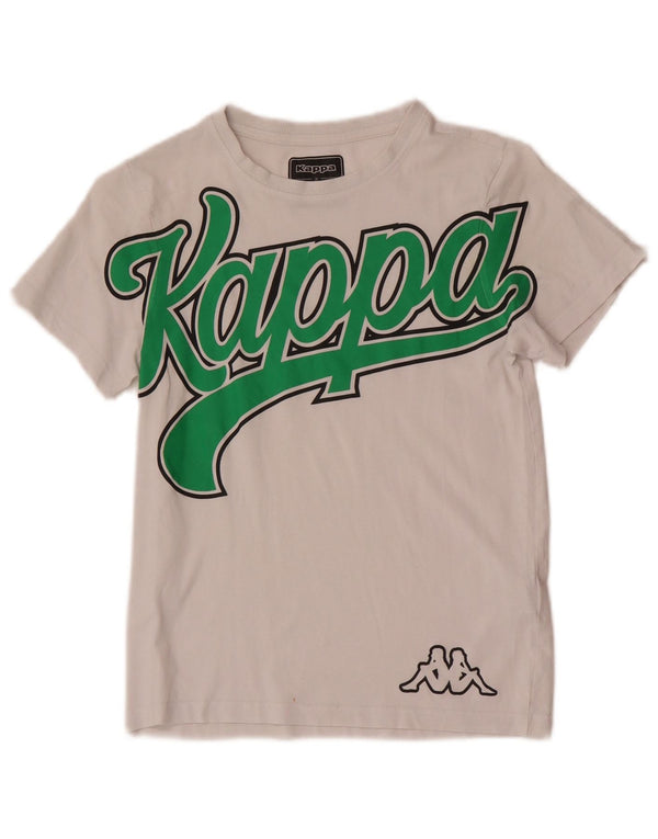 Kappa Jungen-T-Shirt mit Grafik, 9–10 Jahre, weiße Baumwolle