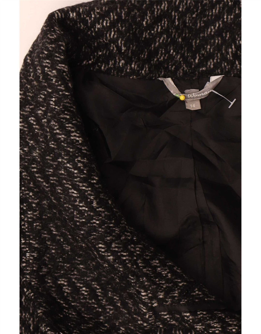 Marks & Spencer Damenmantel UK 14 Mittelgraues Fischgrätenmuster aus Polyester