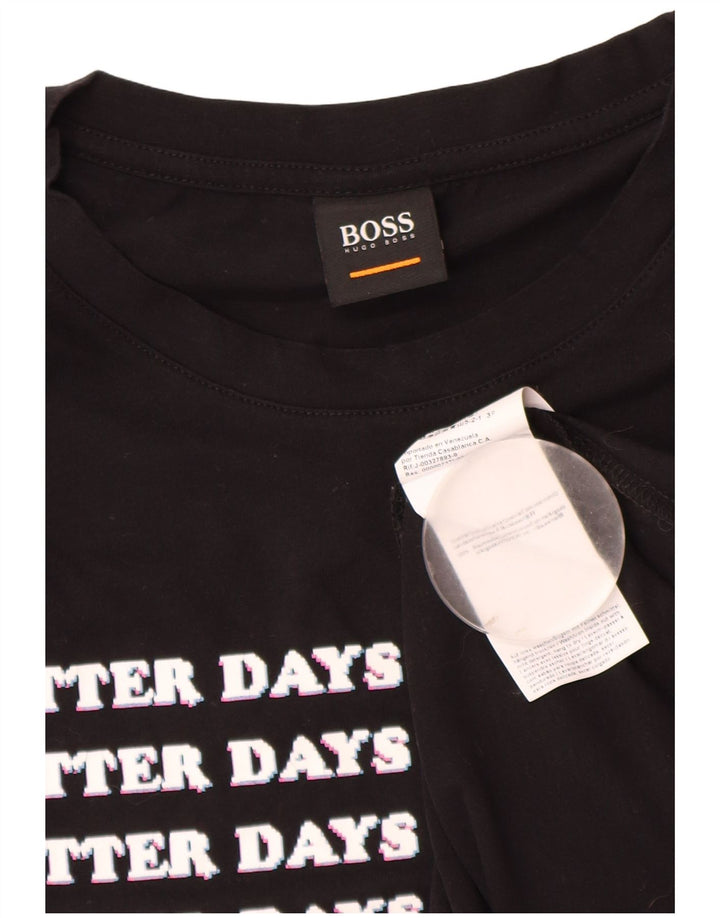 Hugo Boss Herren-T-Shirt mit Grafik, mittelschwarze Baumwolle