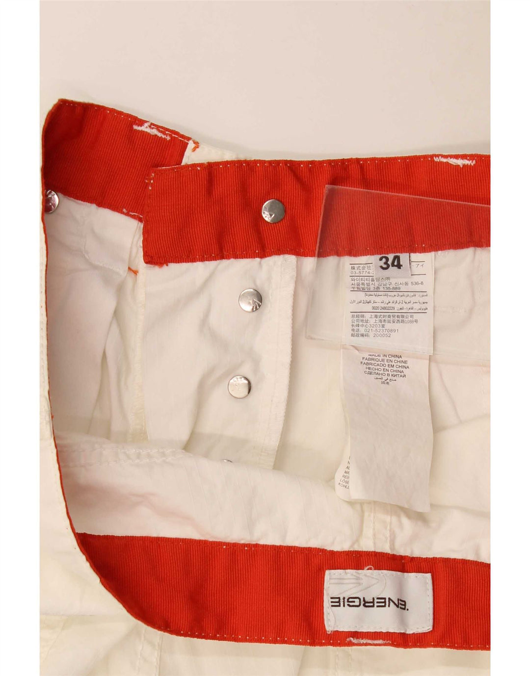 Energie Herren-Freizeitshorts, W34, groß, weiße Baumwolle