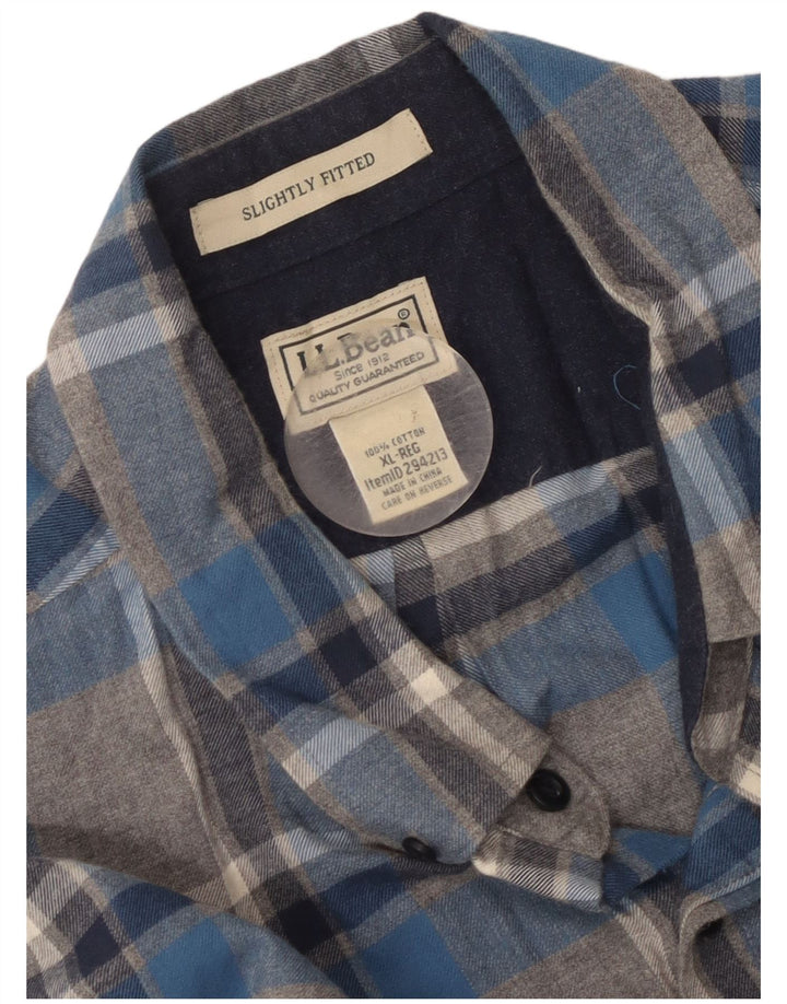 L.L.Bean Herren-Flanellhemd XL, grau kariert, Baumwolle