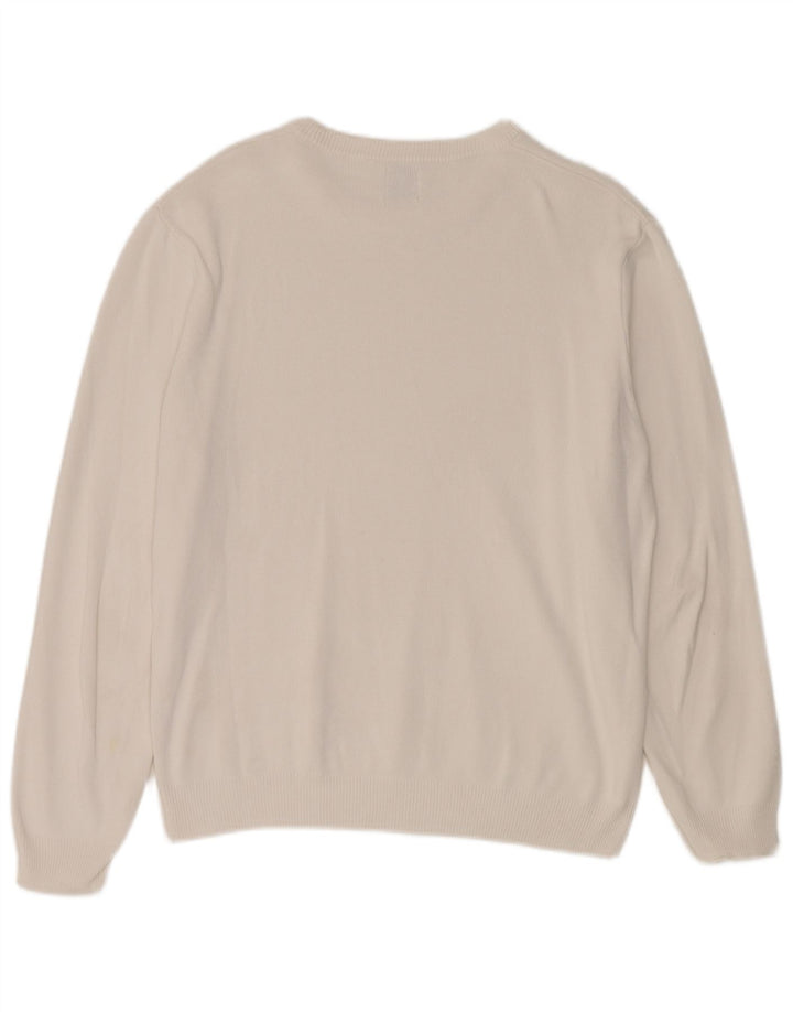 Zara Herren-Pullover mit Rundhalsausschnitt, Größe L, Weiß