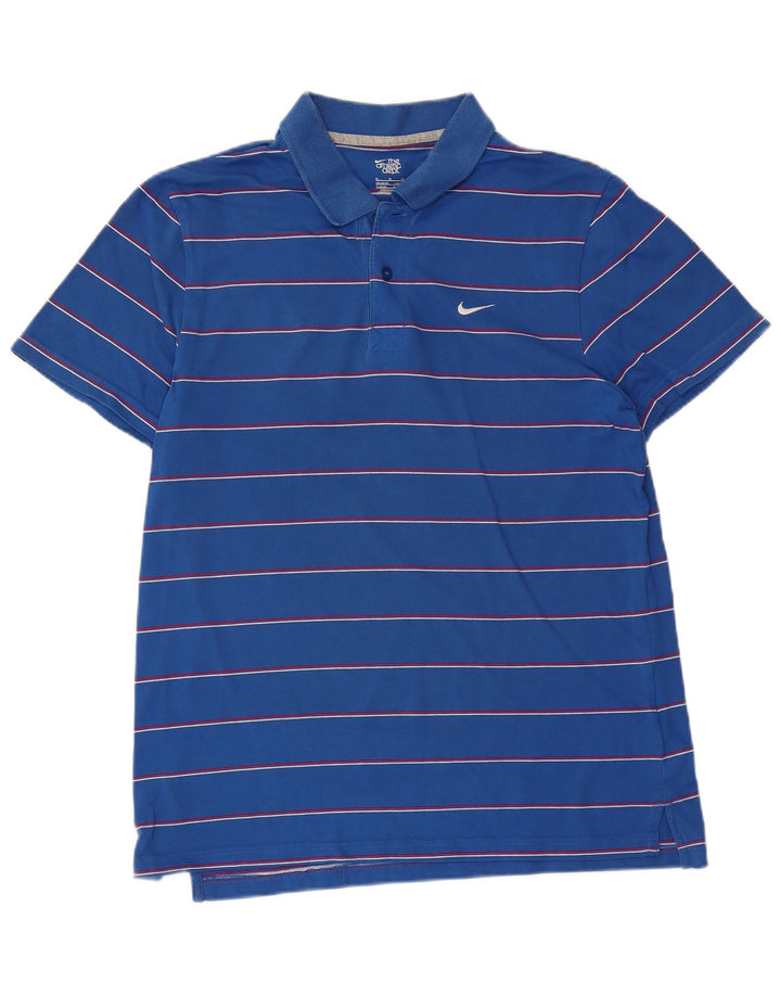 Nike Herren Poloshirt UK 38/40 Mittelblau gestreift