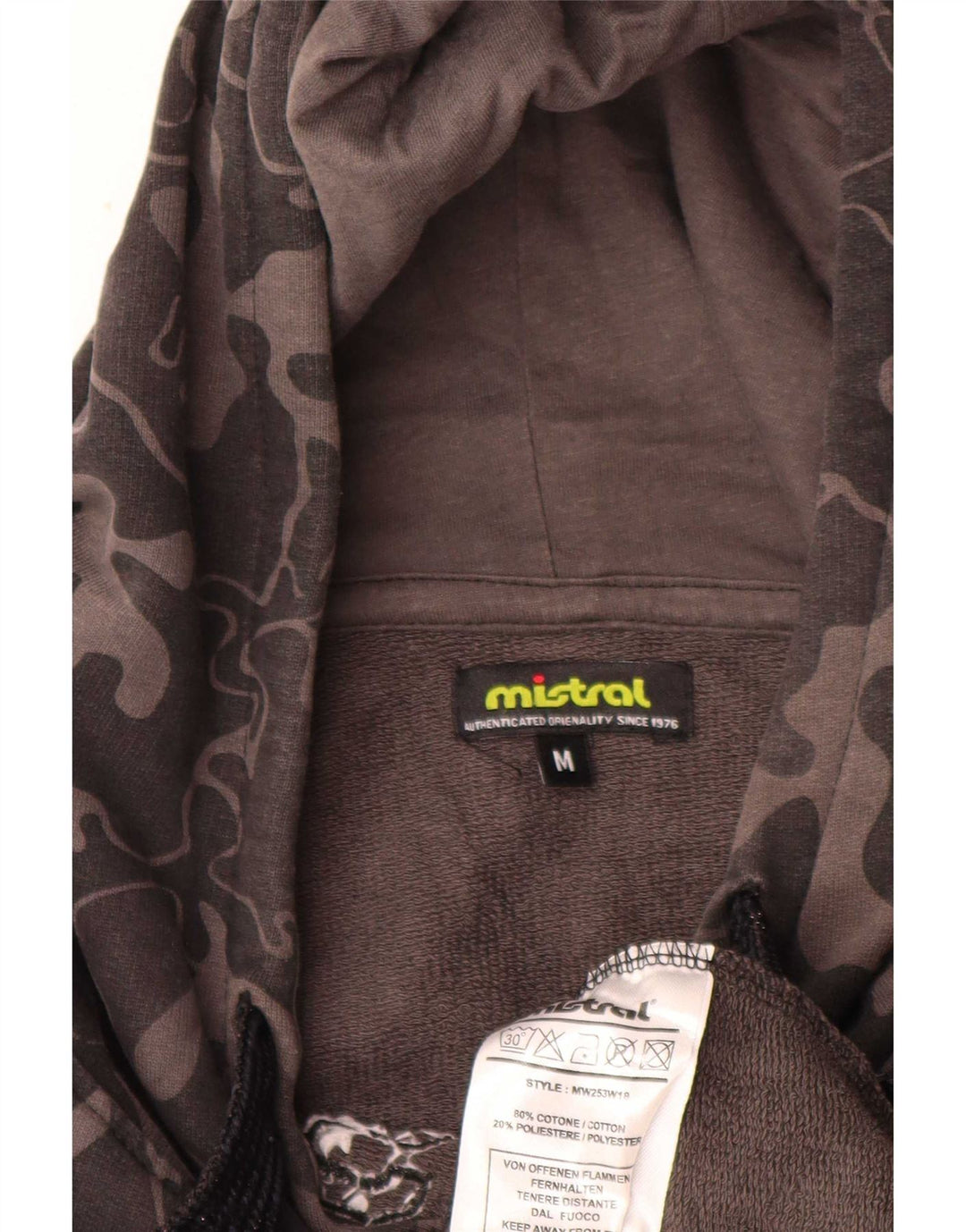 Mistral Womens Graphic Oversized Hoodie Pullover UK 14 Mittelgraue Tarnung