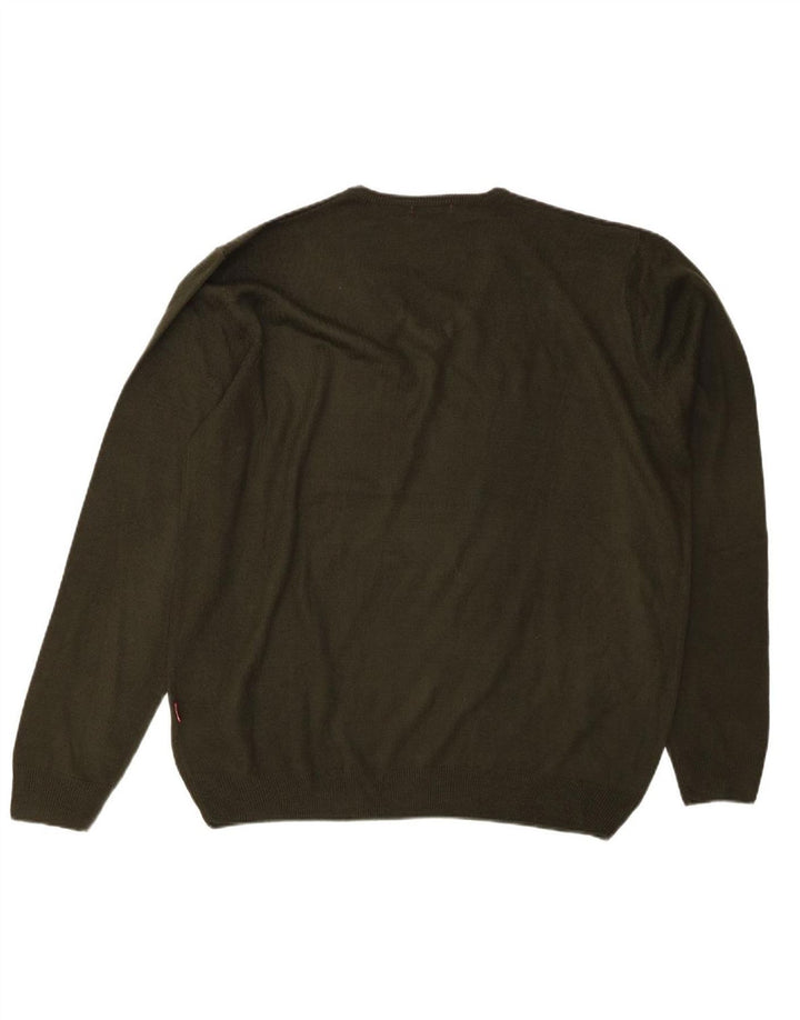 CARRERA Mens V-Neck Jumper Sweater 2XL Green Acrylic