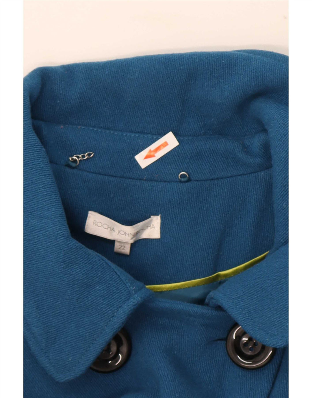John Rocha Damen Pea Coat UK 22 3XL Blaue Wolle