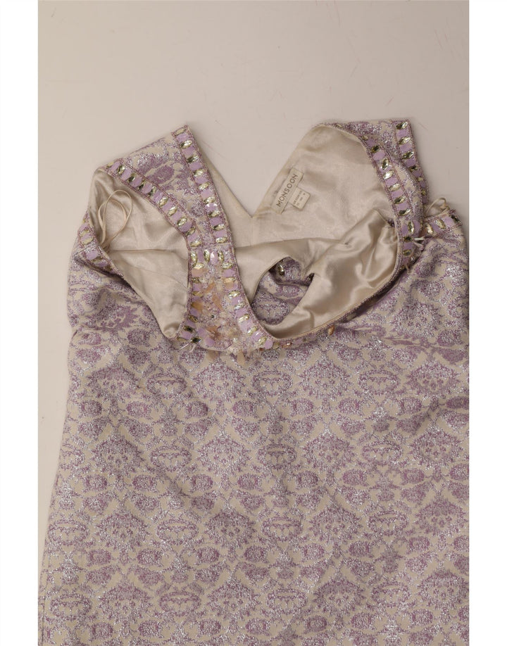 MONSOON Womens Abstract Pattern Sleeveless Shift Dress UK 12 Medium Purple Vintage Monsoon and Second-Hand Monsoon from Messina Hembry 