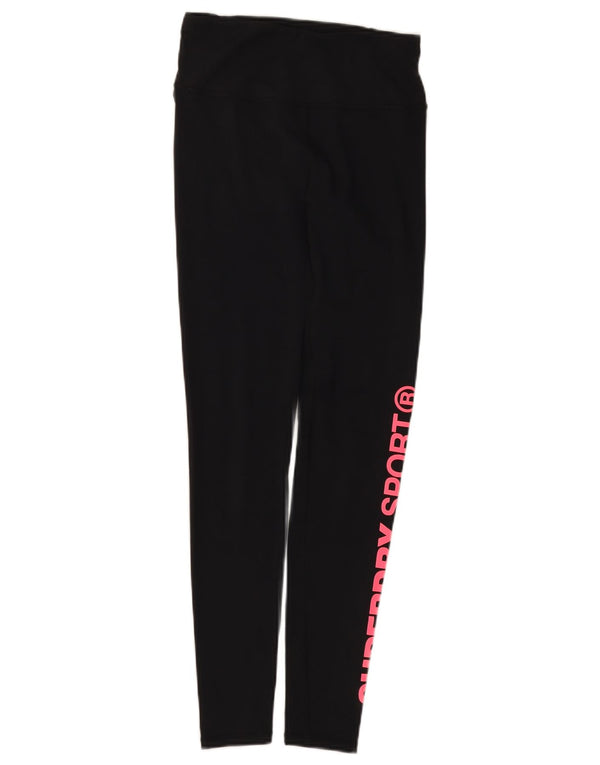 Superdry Damen Grafik-Leggings UK 8 Small Schwarz Polyester