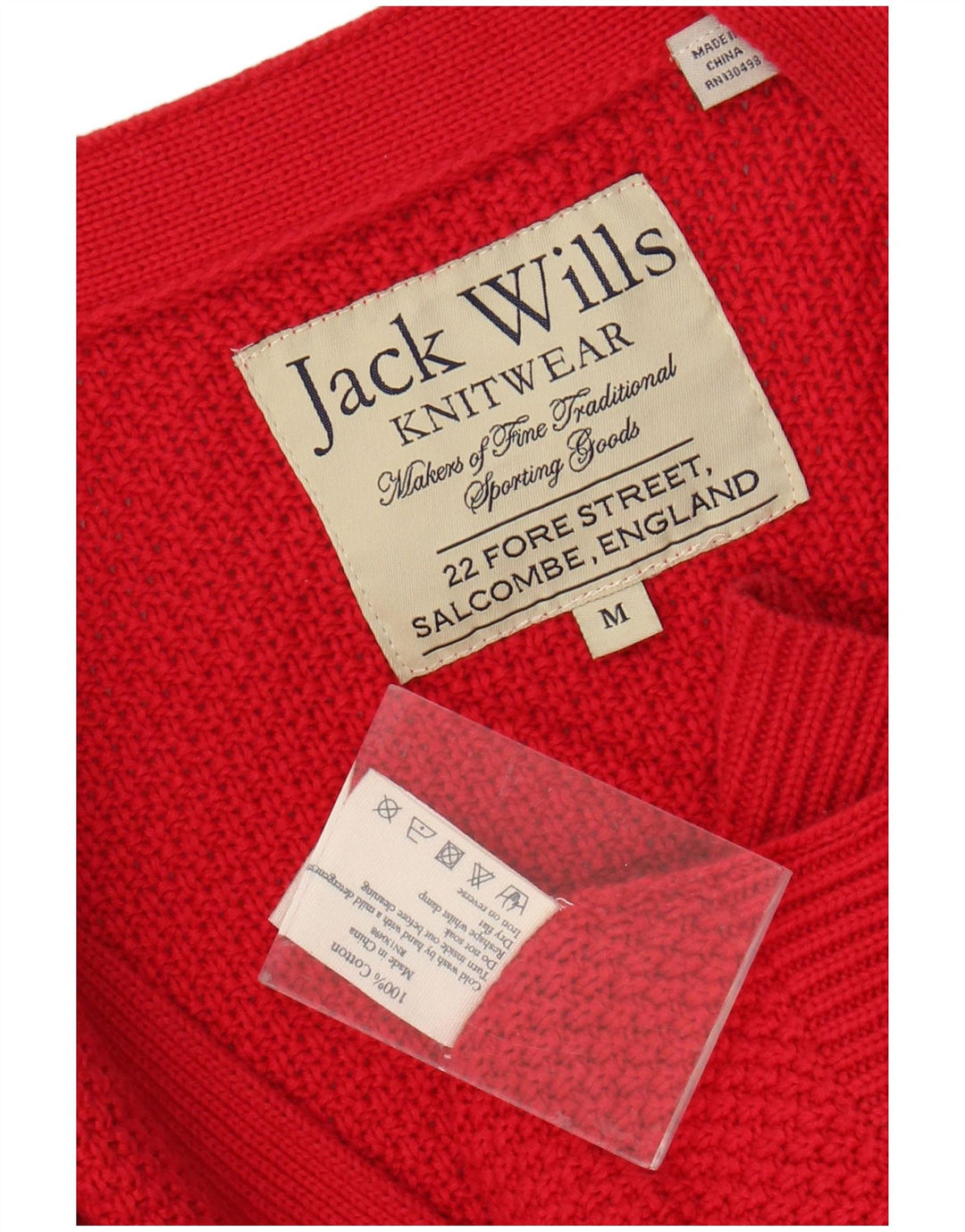 JACK WILLS Herren-Strickjacke aus mittelroter Baumwolle