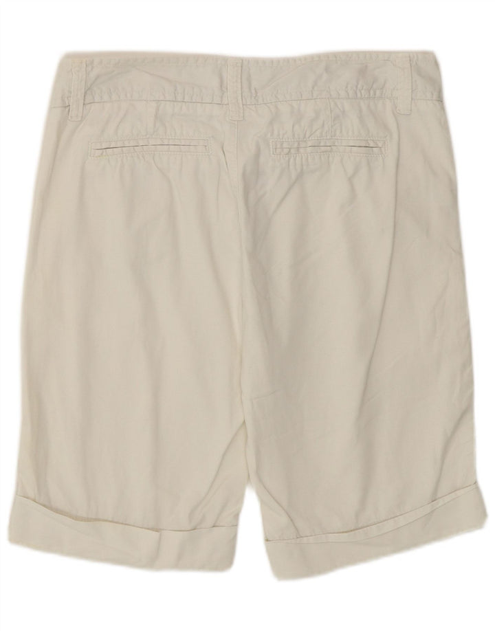 Benetton Damen Chinoshorts IT 42 Medium W30 Weiße Baumwolle
