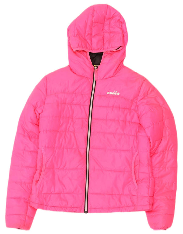 Diadora Wattierte Jacke mit Kapuze für Mädchen, 13–14 Jahre, Rosa, Polyester
