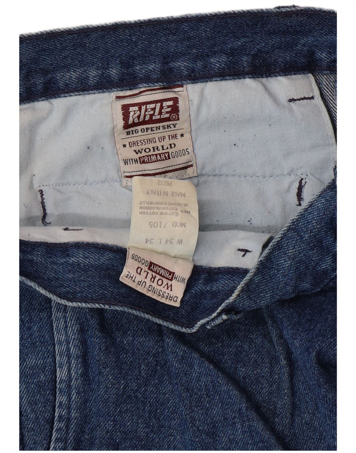 RIFLE Herren Straight Jeans W34 L34 Blaue Baumwolle