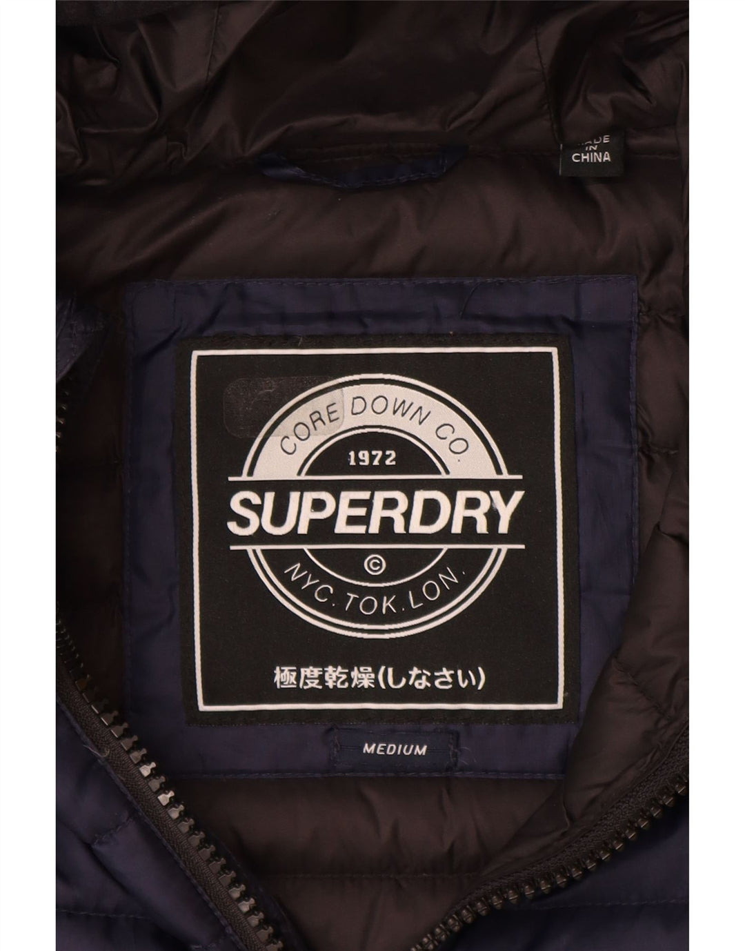 Superdry Wattierte Damenjacke mit Kapuze, UK 14, mittelmarineblau, Polyester