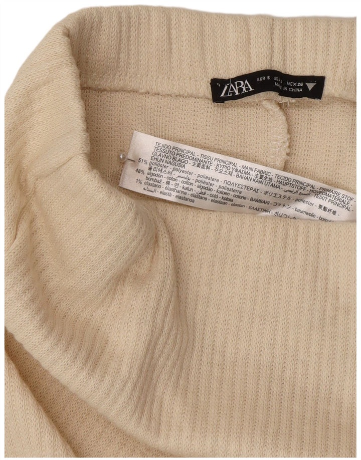 Zara Damen Midirock mit hoher Taille, Größe S, W26, gebrochenes Weiß, Polyester