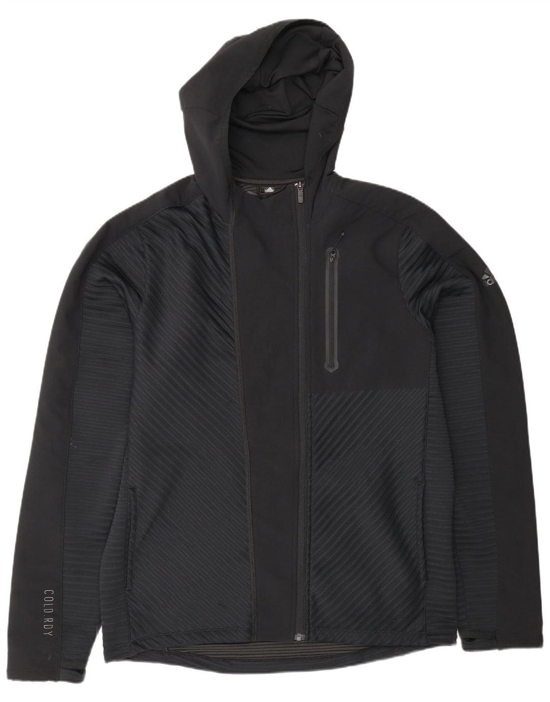 Adidas Herren-Trainingsanzug mit Kapuze, Jacke, groß, aus schwarzem Polyester