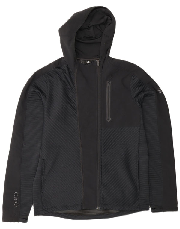 Adidas Mens Hooded Tracksuit Top Jacket Large Black Polyester