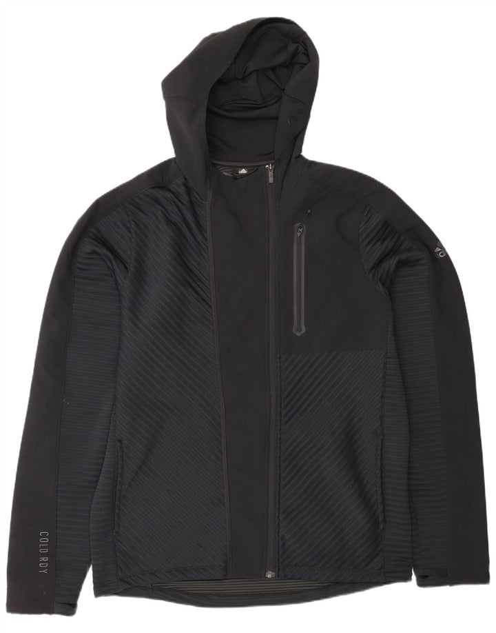 Adidas Herren-Trainingsanzug mit Kapuze, Jacke, groß, aus schwarzem Polyester