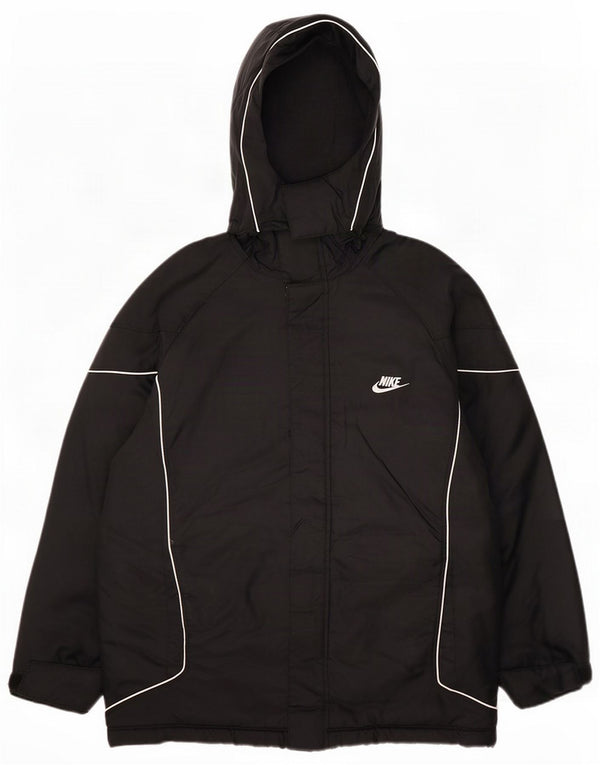 Nike Boys Hooded Graphic Windbreaker Coat 12-13 Jahre Large Black Polyester