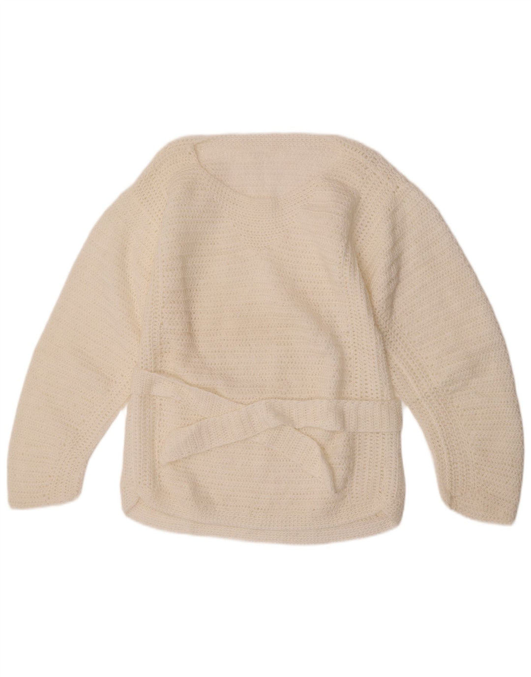 Vintage Damen Pullover mit U-Boot-Ausschnitt, Gr. 8, Klein, Weiß