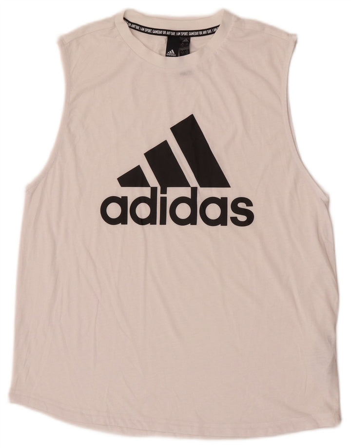 Adidas Damen Graphic Vest Top UK 12/14 Mittelweißes Polyester