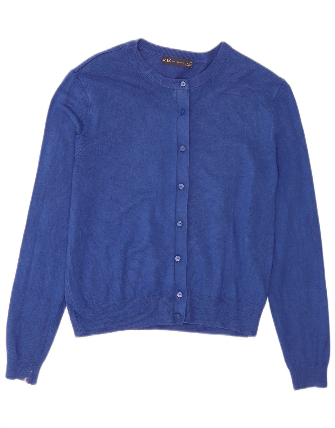 Marks & Spencer Damen Crop Cardigan Pullover UK 12 Mittelblaue Viskose
