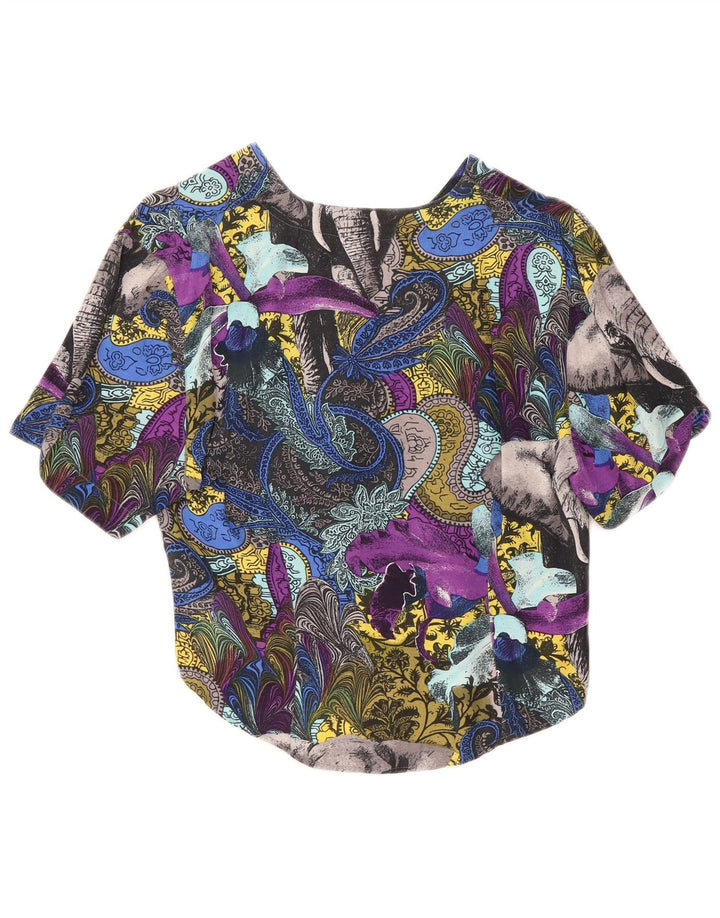 Vintage Damen Hemdbluse UK 12 Medium Mehrfarbig Paisley Viskose