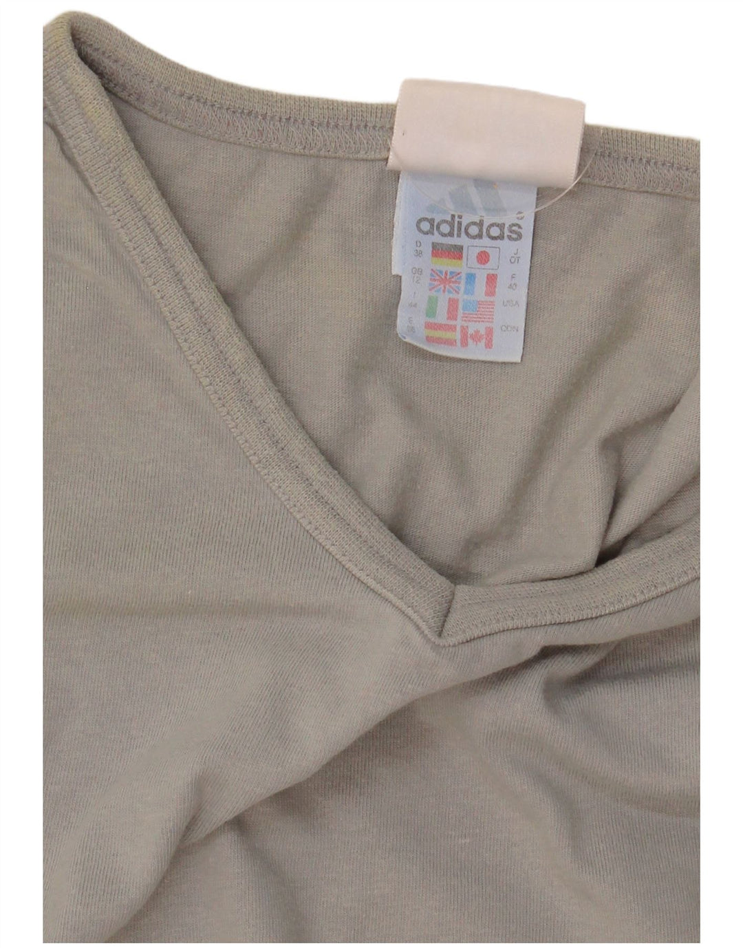 Adidas Damen T-Shirt Top UK 12 Mittelgraue Baumwolle