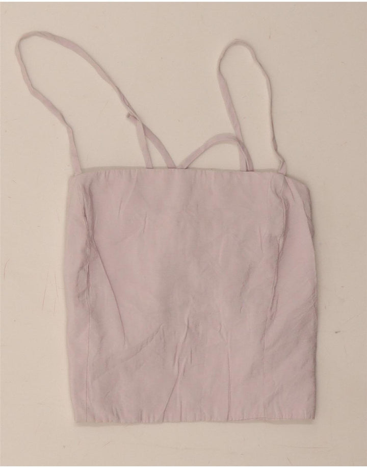 Zara Damen Crop Corset Top UK 8 Small Lila Modal