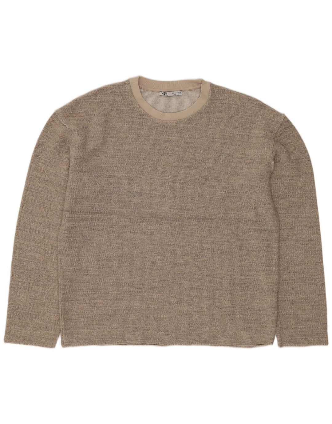 Übergroßer Damen-Sweatshirtpullover von ZARA, Gr. 14, mittelgrau geflecktes Acryl