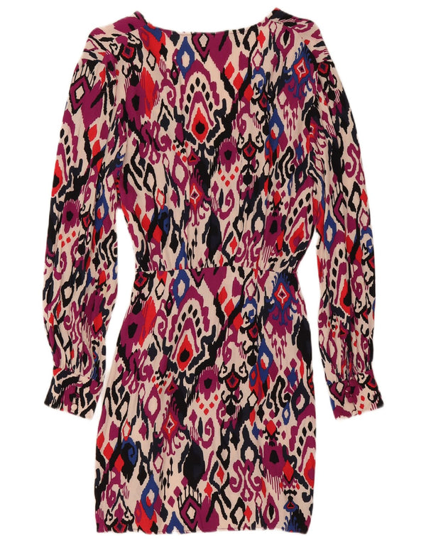 Zara Damen Langarm-Etuikleid UK 6 XS Mehrfarbig Ikat