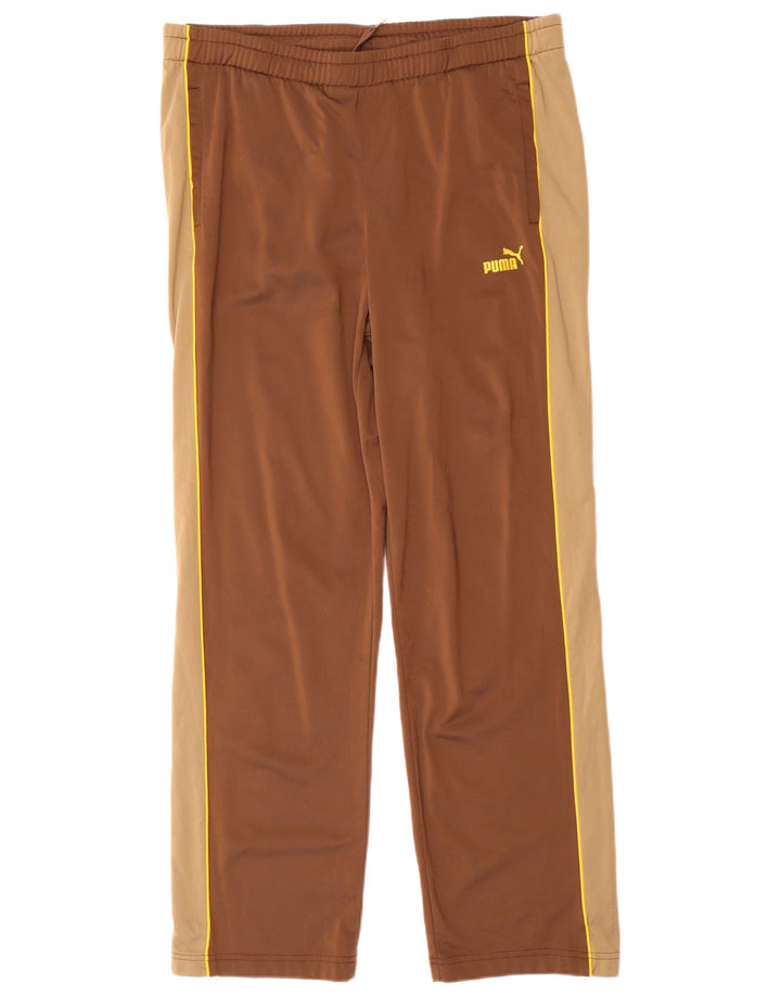 PUMA Damen-Trainingshose UK 12 Mittelbraunes Colourblock-Polyester