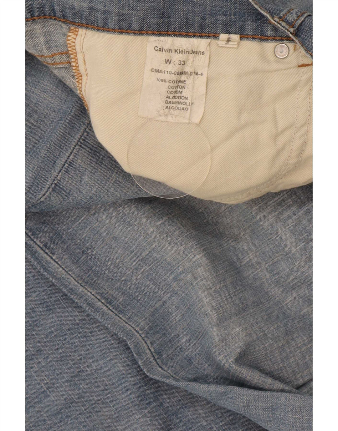 Calvin Klein Herren Straight Jeans W33 L33 Blaue Baumwolle