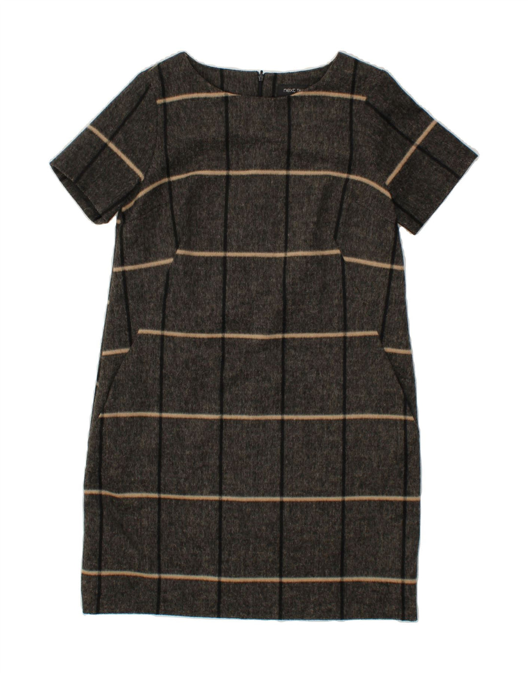 NEXT Womens Shift Dress UK 12 Medium Grey Striped Polyester Vintage Next and Second-Hand Next from Messina Hembry 