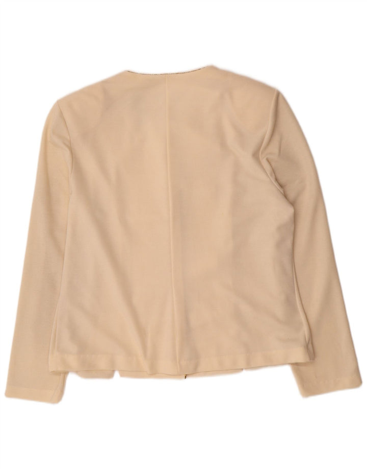 Vintage Damen 5-Knopf-Blazerjacke UK 16 Großes cremefarbenes Polyester