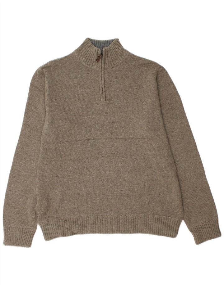 EDDIE BAUER Herren-Pullover mit Reißverschluss am Hals, große Khaki-Baumwolle
